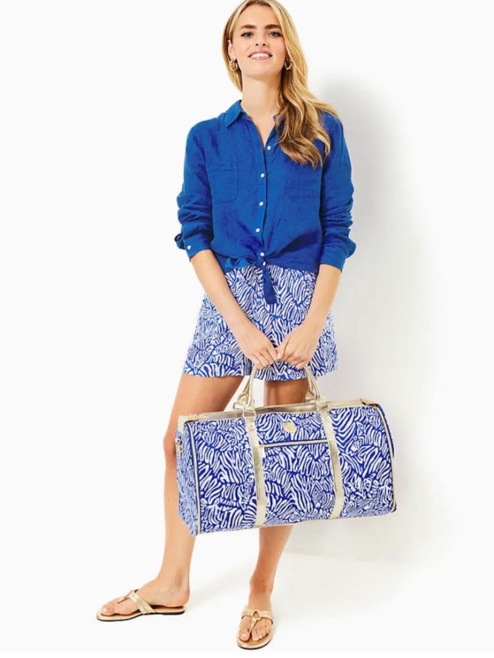 Lilly Pulitzer Convertible Weekender Garment Duffle Bag Martinique Blue Zee Bebe